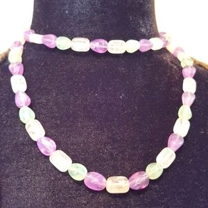 HP🏆‎ Fluorite Cloud Quartz Long Necklace